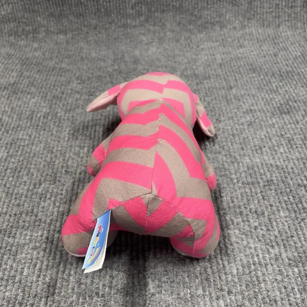 Munelocos Pink Gray Elephant 12” Plush Stuffed Animal Embroidered Eyes Toy‎